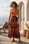 Purple Tie-Waist Allover Printed Casual Cotton Long Wrap Woven Skirt 102 70 - 4