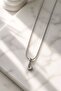 Silver Color Steel Letter''J'' Flat Chain Necklace - 2