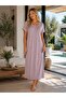 Women's Short Sleeve Midi Length Solid Color V-Neck Nightgown-Dress