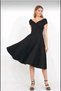 Women's short sleeve double breasted lapel skirt flounced crepe dress - 3
