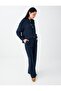 Navy Blue Metal Button Detailed Relaxed Fit Trousers
