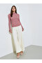 Pink Textured High Neck Knit Top - 2