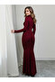 Red Ruched Bodycon Maxi Dress - 4