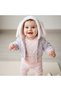 Baby Girl's Feathered Jacket with Ears, Rabbit Embroidered Bottom and Top Set, Cotton 3-Piece Set - 2