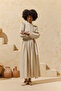 Natural Belted Dress with Embroidery Detail - 6