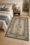 Beige Yellow Blue Floral Chenille Carpet Rug Runner Non-Slip Washable - 6