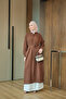 Women's Hidden Buttoned Waist Tie Dress Brown - 3