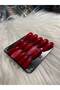 Handmade Press-On Nails Set - Glossy Cherry Red & Pink Hypnotic Spiral Swirl Almond Custom Gel Nails - 3