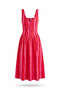 Red Pink Stripe Detailed Thick Strap Poplin Dress