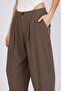 Women's Brown Elastic Waist Shalwar Cut Trousers - 5