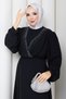 Women's Stone Detailed Belted Hijab Chiffon Evening Dress - 6
