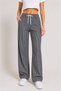 Women's High Waist Summer Wide Leg Pants with Pockets and White Stripes