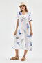 Women's Dress- Muslin Patterned Short Sleeved Dress-3165