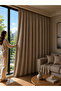 Dark Blackout Beige Blackout Background Curtain Sunlight-Proof Non-Pleated Single Wing Tulle Curtain Rustic