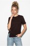 Women's Bitter Brown Cotton Crew Neck Asymmetrical Cut Waist Accessory Blouse Öb261055 60286437 - 4