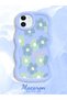 iPhone 12 Compatible Case Camera Protector Blue Silicone Couple Phone Case Floral Pattern - 2