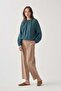 Green-Collar Gathered Blouse - 3