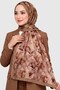 Light Brown Leaf Patterned Bamboo Crush Shawl - Wrinkled Textured Casual Shawl