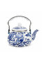 Blue Enamel Kettle With Floral Arabesque Design - 2.5 Litre