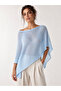 Summer Stylish Women's Asymmetrical Transparent Flowy Knitwear Cape Poncho - Blue