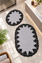 Gray 2-Piece Lace Non-Slip Leather Based Oval Bath Mat Set with Laces, Washable Bath Set Piera - 6