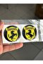 Motorcycle Reflector Sticker Round Ferrari Ati Label / Black Yellow Resin Filled
