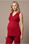 Women's Fuchsia Patterned Lace 3-Piece Maternity Pajama Set with Dressing Gown - 2