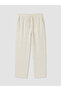 Beige Loose Fit Linen Look Men's Trousers