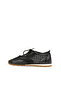 Black Leather-Mesh Women's Casual Shoes - 5