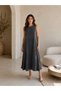 Women's Tencel Fabric Modal Black Crew Neck Casual Dress