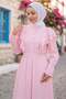 Ruffle Lace Modal Lined Tulle Dress Pink Hnt8618 - 4