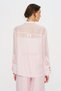 Women's Embroidery Pocket Detailed High Collar Transparent Shirt - 5