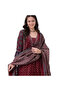 Maroon Rayon Kurta and Pant with Dupatta Set - ALV2116 | Maroon-Size-M-38-Inches - 4