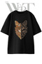 Mandala Cat Design Printed Unisex Black Oversize T-Shirt