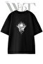Okult Yilan Design Printed Unisex Black Oversize T-Shirt