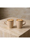 Beige Relief Patterned Set of 2 Porcelain Mugs