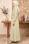 Women's Pistachio Green Jacketed Suit Modern Cut Hijab Dress - 2
