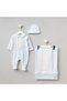 Baby Boy Hospital Release Voile Pleated Baby Collar Jumpsuit with Blanket Set of 3