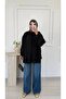 Women's Striped Design Voile Shirt with Lace-Up Collar - 2