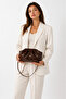Women's Brown Shiny Portfolio Crossbody Bag and Modern Hand and Shoulder Bag - 3
