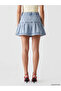 Blue Ruffled Mini Jean Skirt - 4