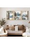 Woodland Lake Adventure 3 Piece BEIGE Floating Frame Canvas Wall Art | 3x 30x40cm 12x16 inch | Bear Owl Squirrel Forest Nursery Triptych - 2