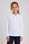Unisex Kids' Gray Melange Long Sleeve Polo Collar Plain Basic T-Shirt - Comfortable Cotton Fabric Suitable for Daily and School Use - 2