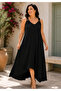 Women's Ring Strap V-Neck Asymmetrical Cut Plus Size Maxi Dress – Comfortable Fit Summer Dress - 4