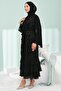 Black Layered Ruffled Skirt Double Abaya Set - 4