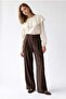 2207 Women's High Waist Double Pleated Draped Wide Leg Pants Brown - 3