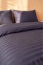 Elite Anthracite Striped Satin Double Duvet Cover Set - 4 Pieces - 3
