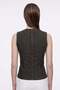Denim Vest with Gold Buttons and Stitching Detail - 3