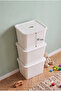 3 Pieces of Ultra Large 24 Liter 40X30X30 cm Polypropylene Plastic Organizer with White Lids - 3-Piece Toy Box and Storage Basket - 3