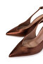 Women's Genuine Leather Brown Heeled Shoes - 3